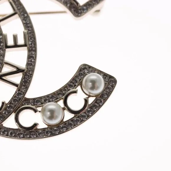 CHANEL COCO Mark Brooch Metal Silver CC Auth bs23017 - Picture 8 of 15